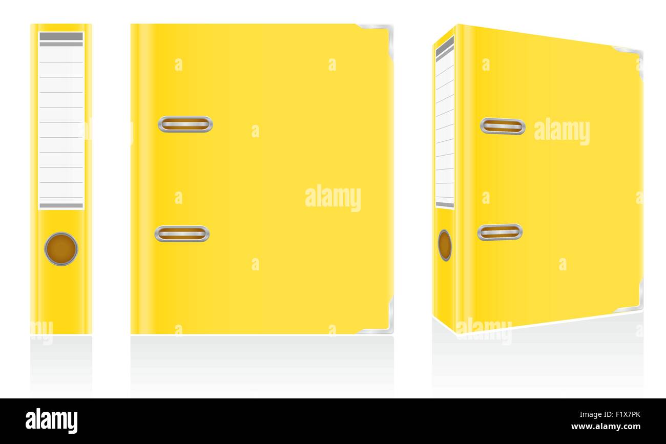 folder yellow binder metal rings for office vector illustration isolated on white background