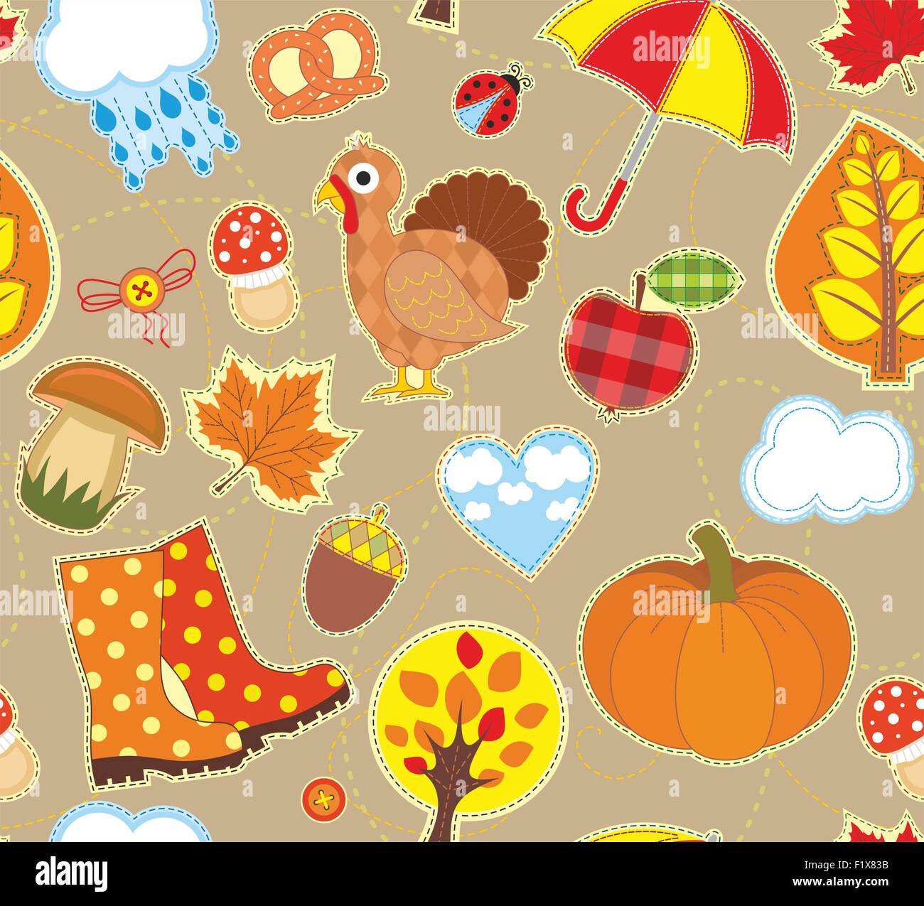 Fall Simbols Seamless bright background with symbols of autumn Stock Vector Image ...
