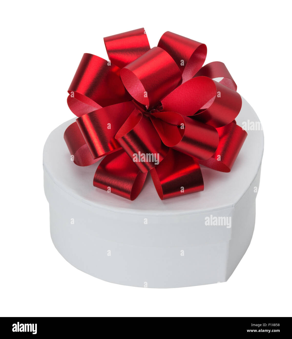 gift box with red bow isolated on the white background Stock Photo - Alamy
