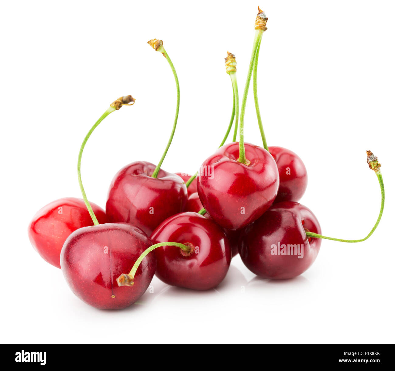 ripe cherries isolated on the white background. Stock Photo