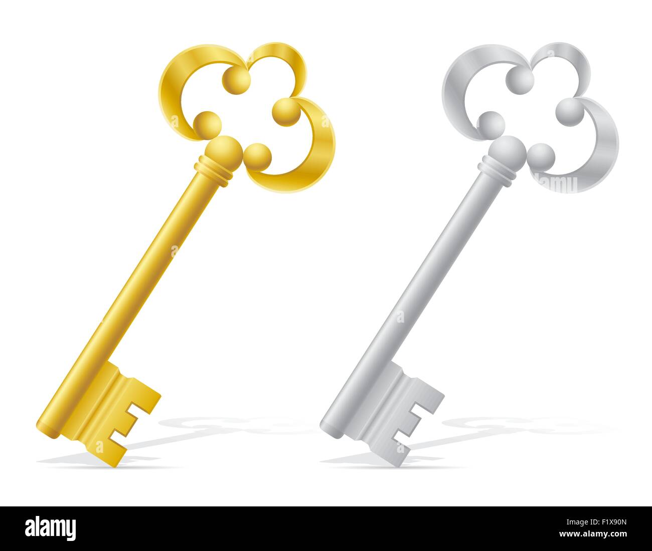 old retro keys door lock vector illustration isolated on white background Stock Vector