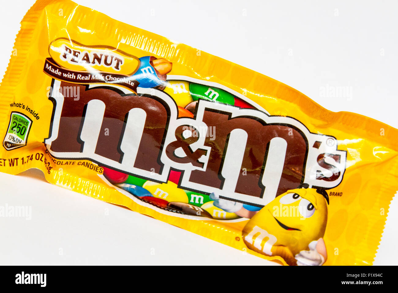 A bag of M&M peanut candies Stock Photo
