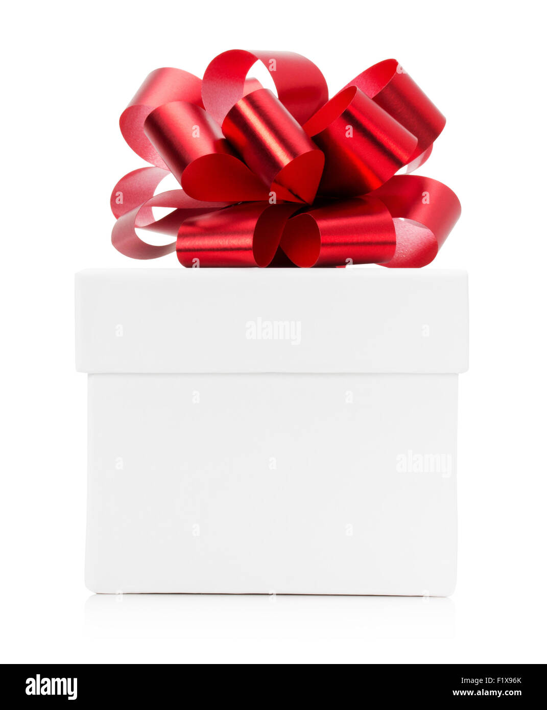 gift box with red bow isolated on the white background Stock Photo - Alamy