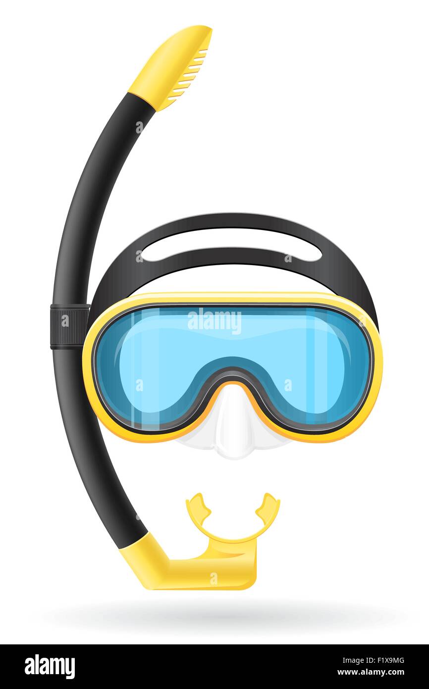mask and tube for diving vector illustration isolated on white ...
