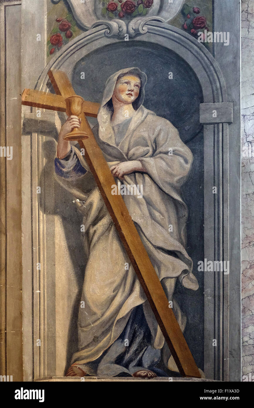 Saint Helena, fresco in the St Nicholas Cathedral in Ljubljana, Slovenia on June 30, 2015 Stock Photo