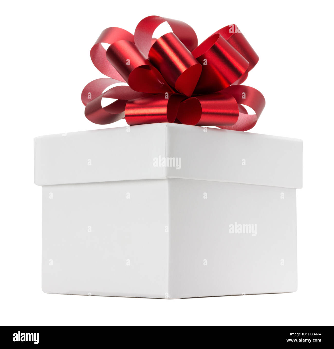 gift box with red bow isolated on the white background Stock Photo - Alamy