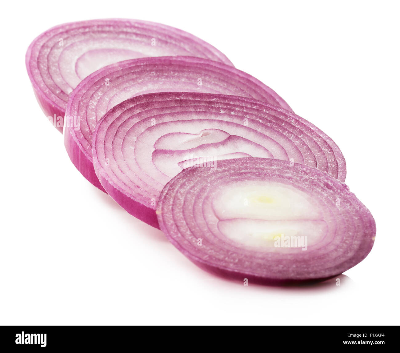 red onion rings isolated on the white background. Stock Photo