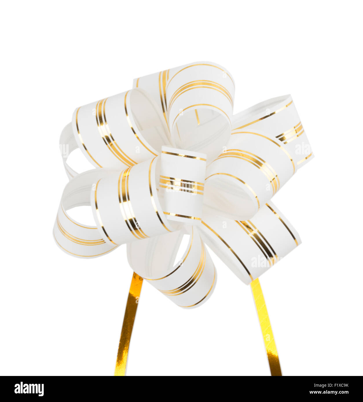gold bow ribbon isolated on white background Stock Photo - Alamy