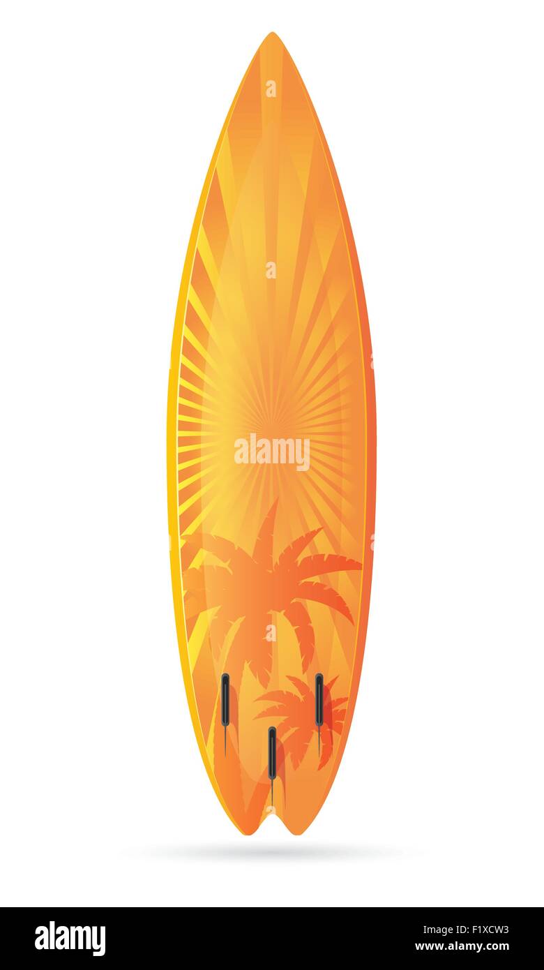 surfboard with a landscape vector illustration isolated on white background Stock Vector