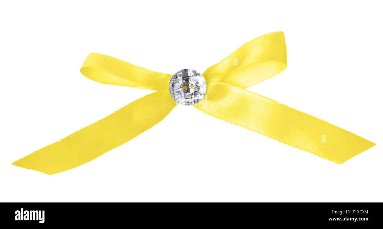 yellow ribbon on the white background. Stock Photo