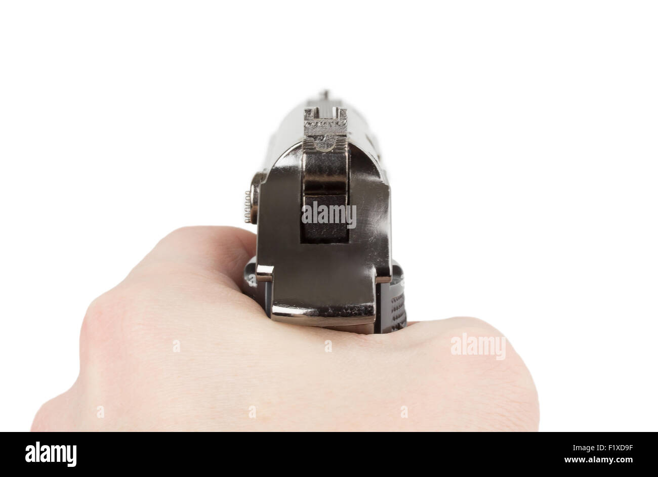 hand holding a handgun. Stock Photo