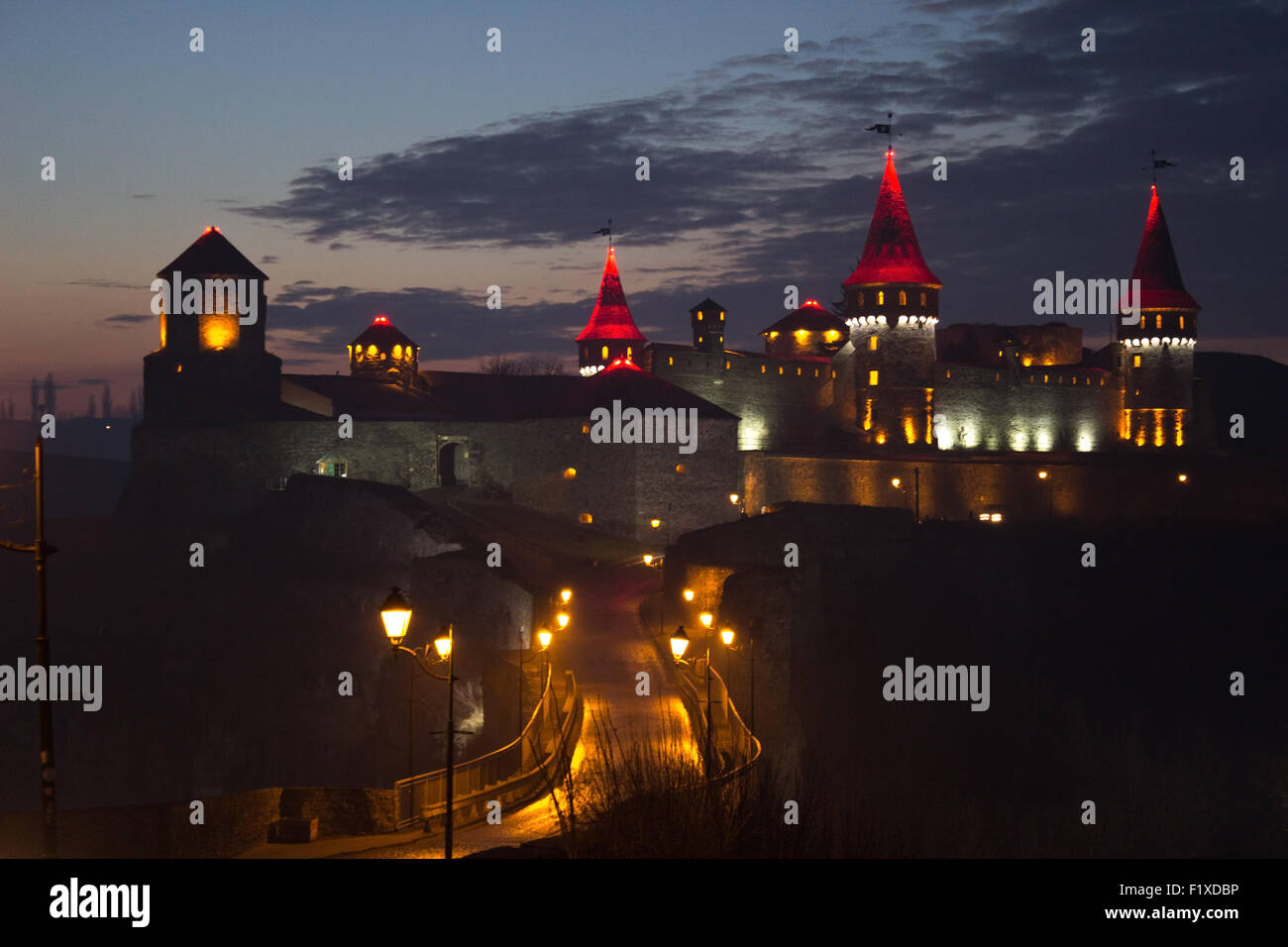 Night view of the Old Castle. Stock Photo