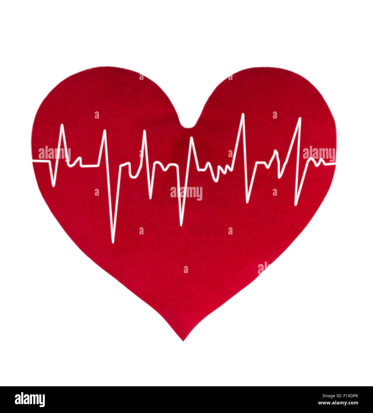 red heart with cardiogram on white background Stock Photo - Alamy