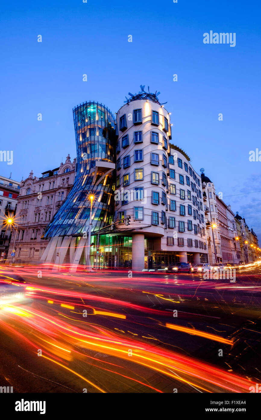 The Dancing House Fred and Ginger, by architects Vlado Milunić and Frank Gehry, in Prague, Czech Republic, Europe Stock Photo