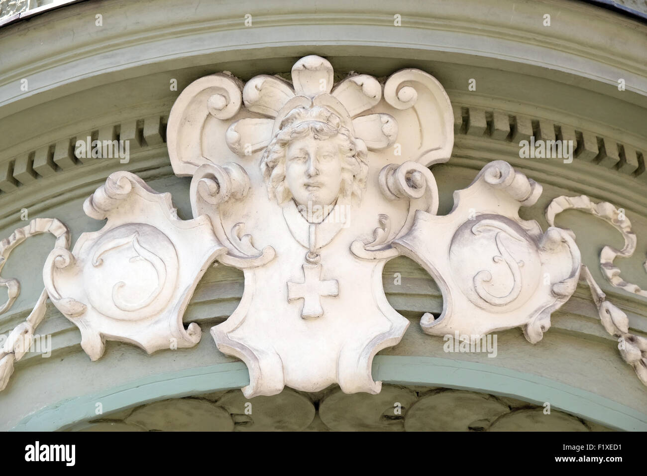 House decoration in the old part of the city of Ljubljana, Slovenia on June 30, 2015 Stock Photo