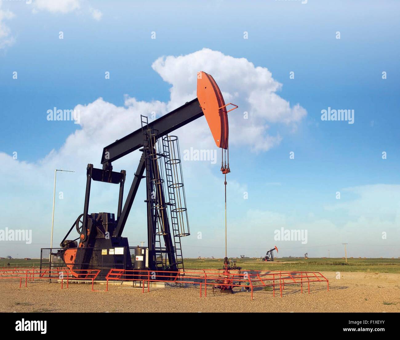 An oil pump jack pulling crude out of the ground in North Dakota Stock  Photo - Alamy
