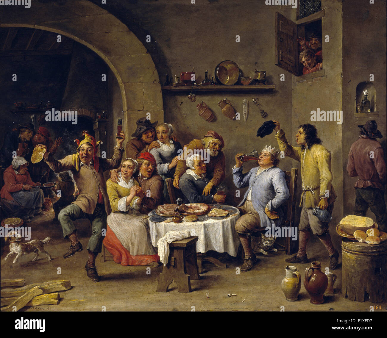 David Teniers the Younger - The King Drinks Stock Photo