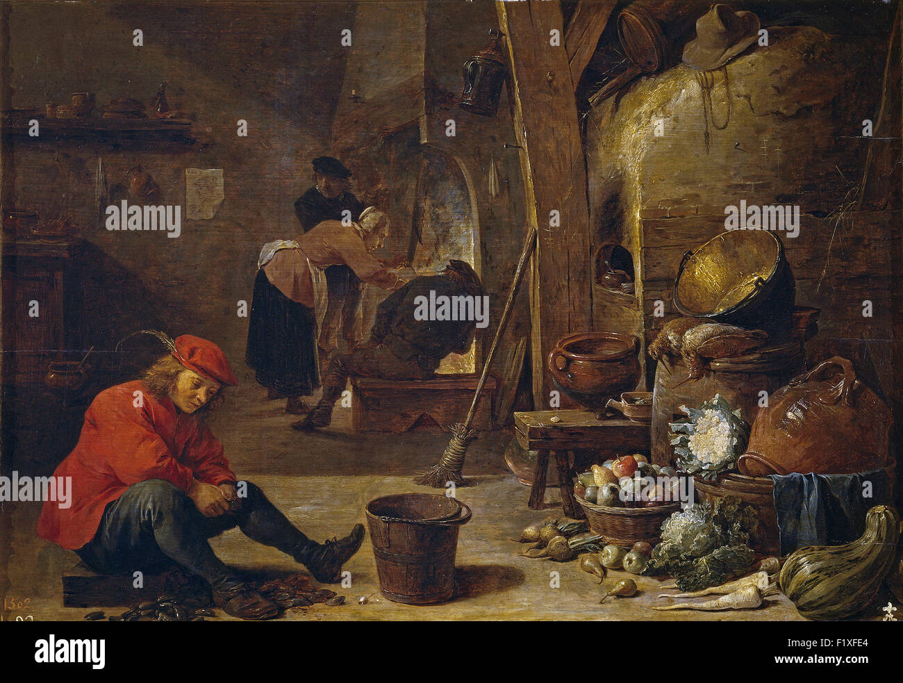 David Teniers the Younger - The Kitchen Stock Photo