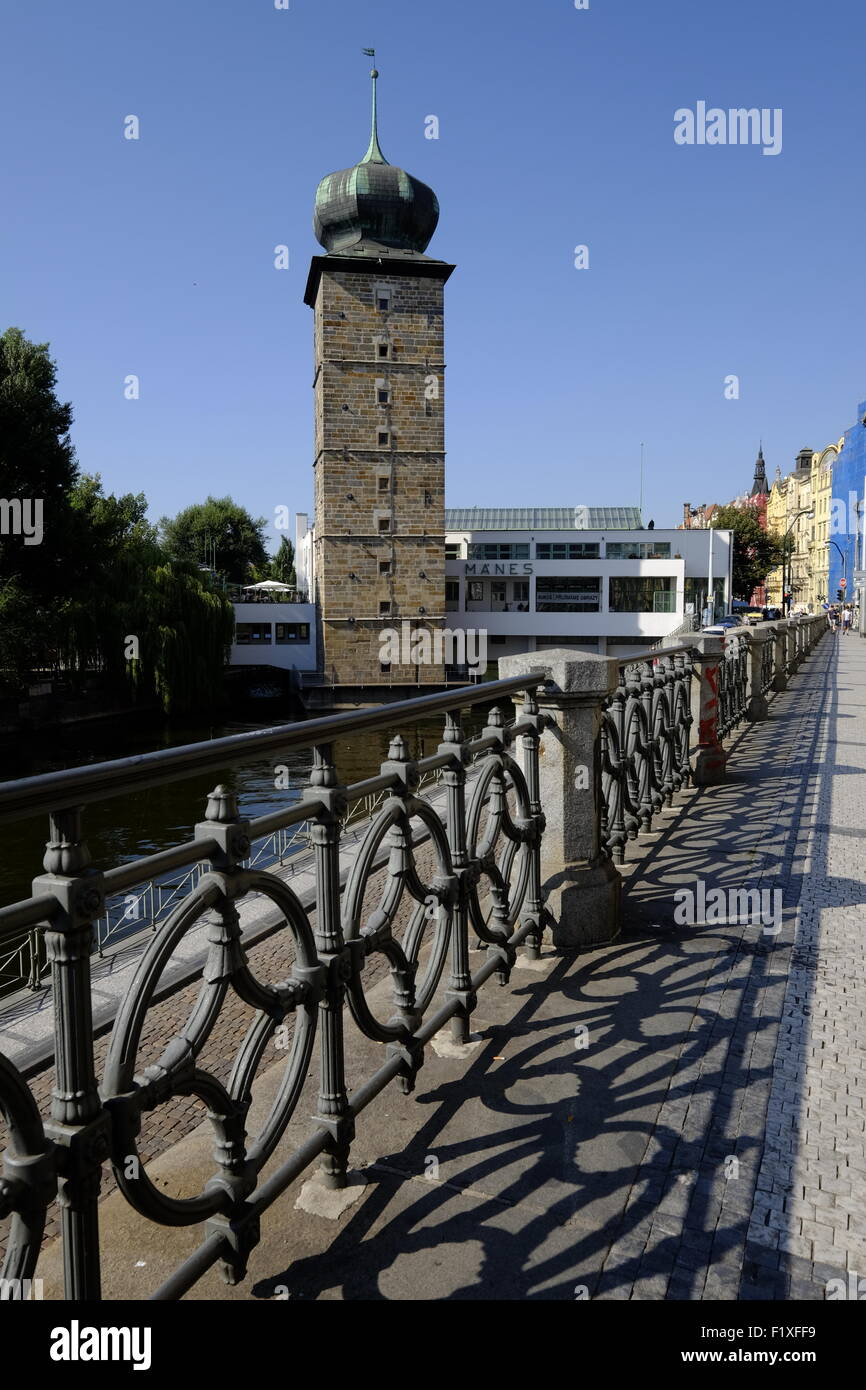 Manes gallery and Sitkovska water tower in Prague, Czech Republic, Europe Stock Photo