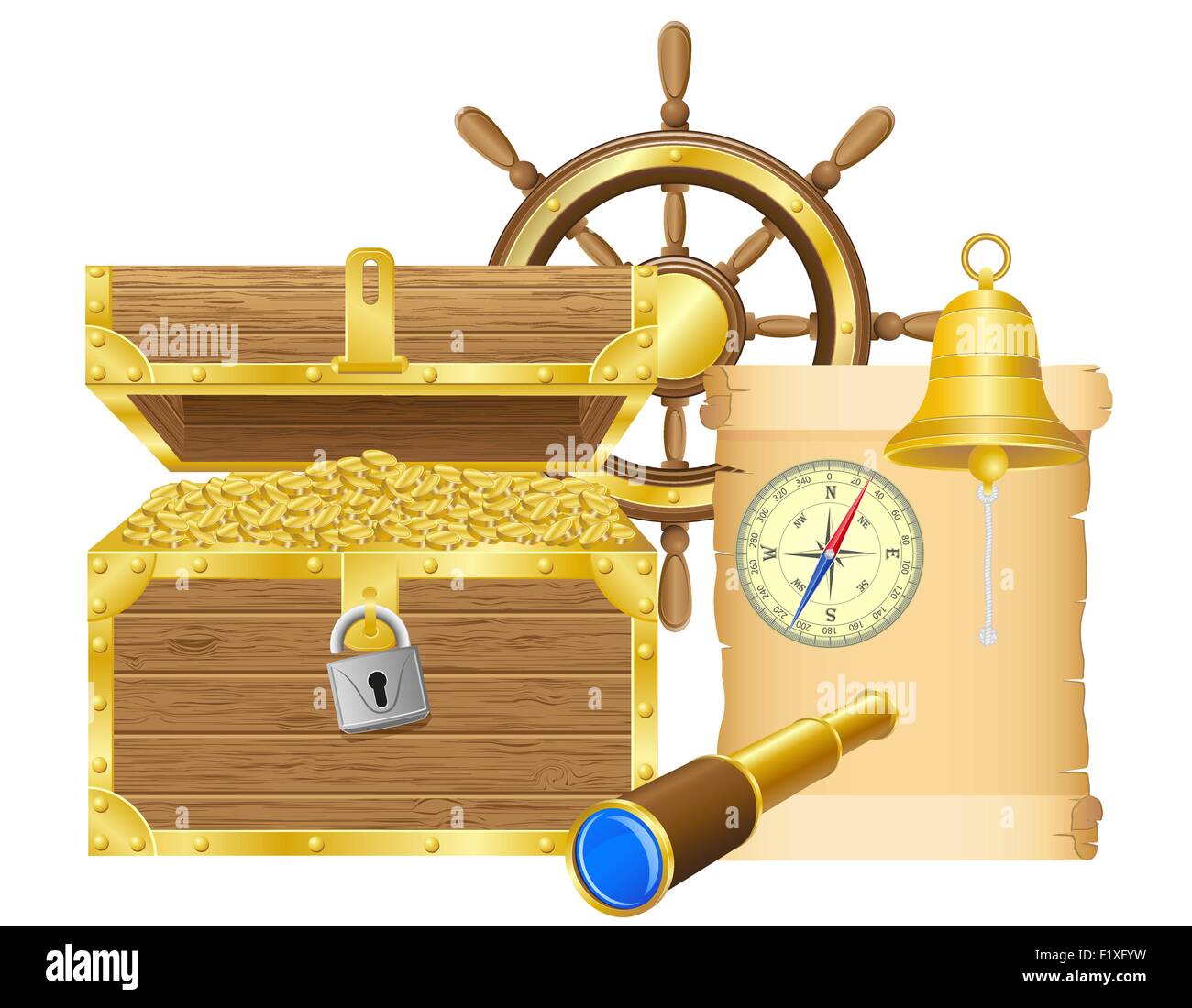 antique treasure chest vector illustration isolated on white background ...