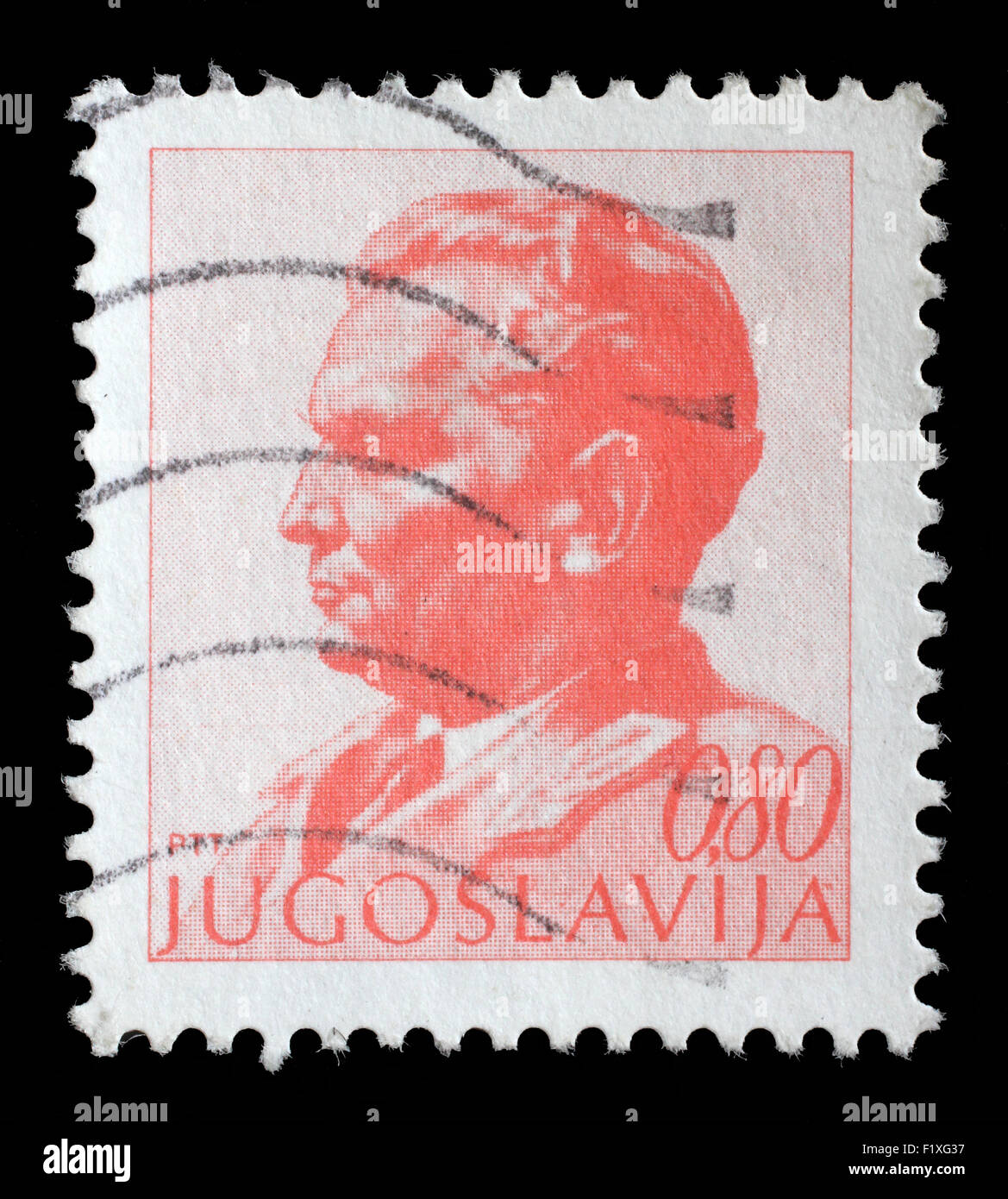 YUGOSLAVIA - CIRCA 1974: A stamp printed in Yugoslavia shows portrait of Marshal Josip Broz Tito, circa 1974 Stock Photo
