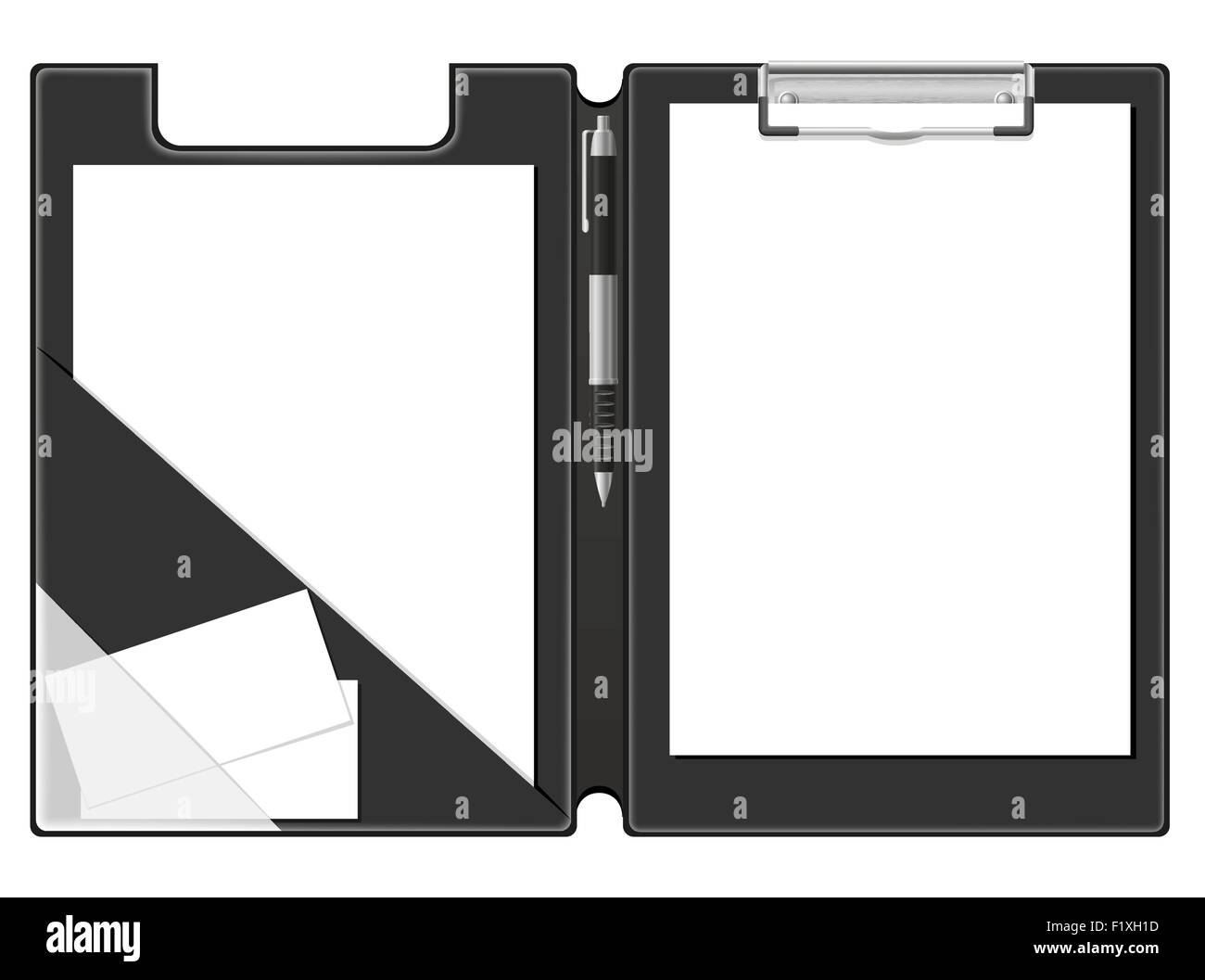 clipboard folder blank sheet of paper and pen vector illustration ...