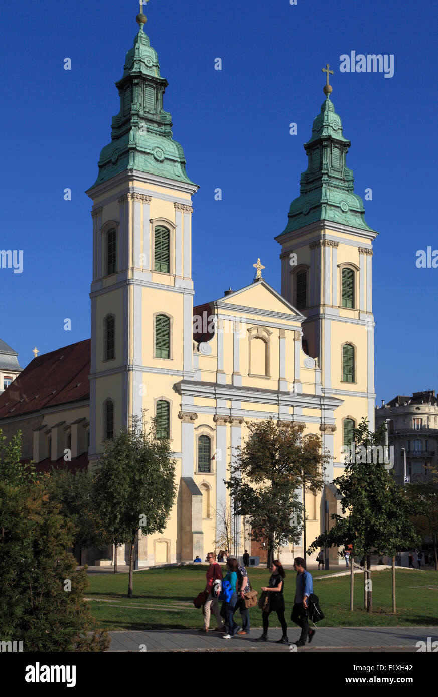 Hungary Budapest Inner Town Parish Church people religious monument Stock Photo