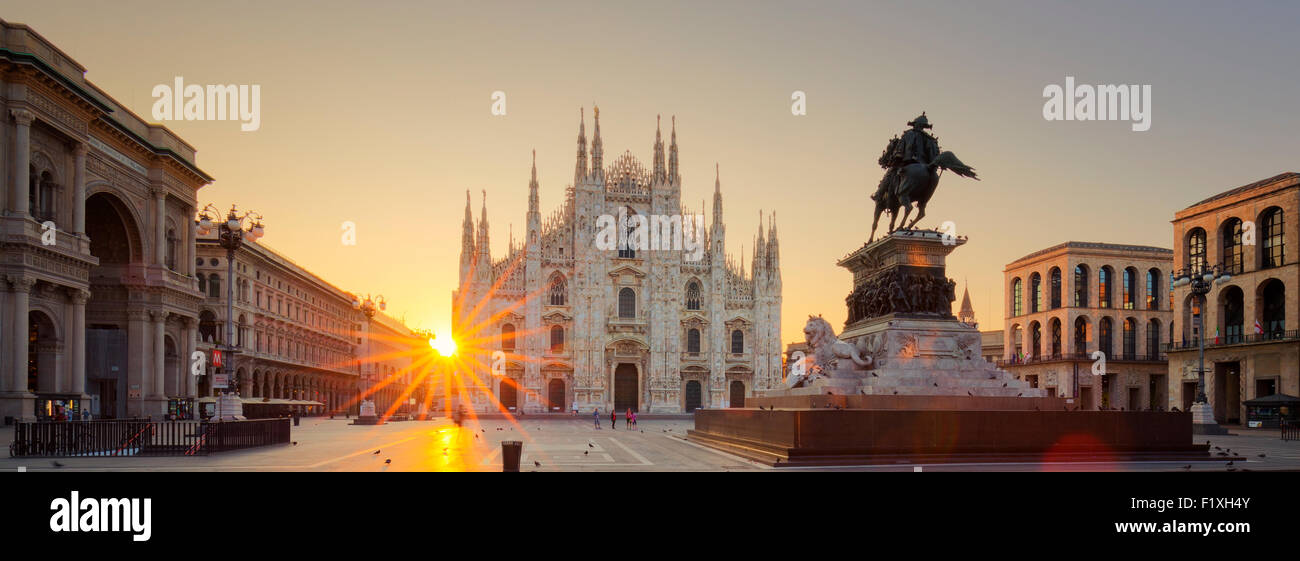 Duomo at sunrise, Milan, Europe. Stock Photo