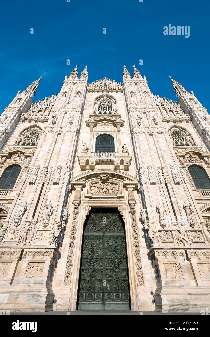 Milan Cathedral door (Duomo di Milano), Italy. Dedicated to Santa Maria