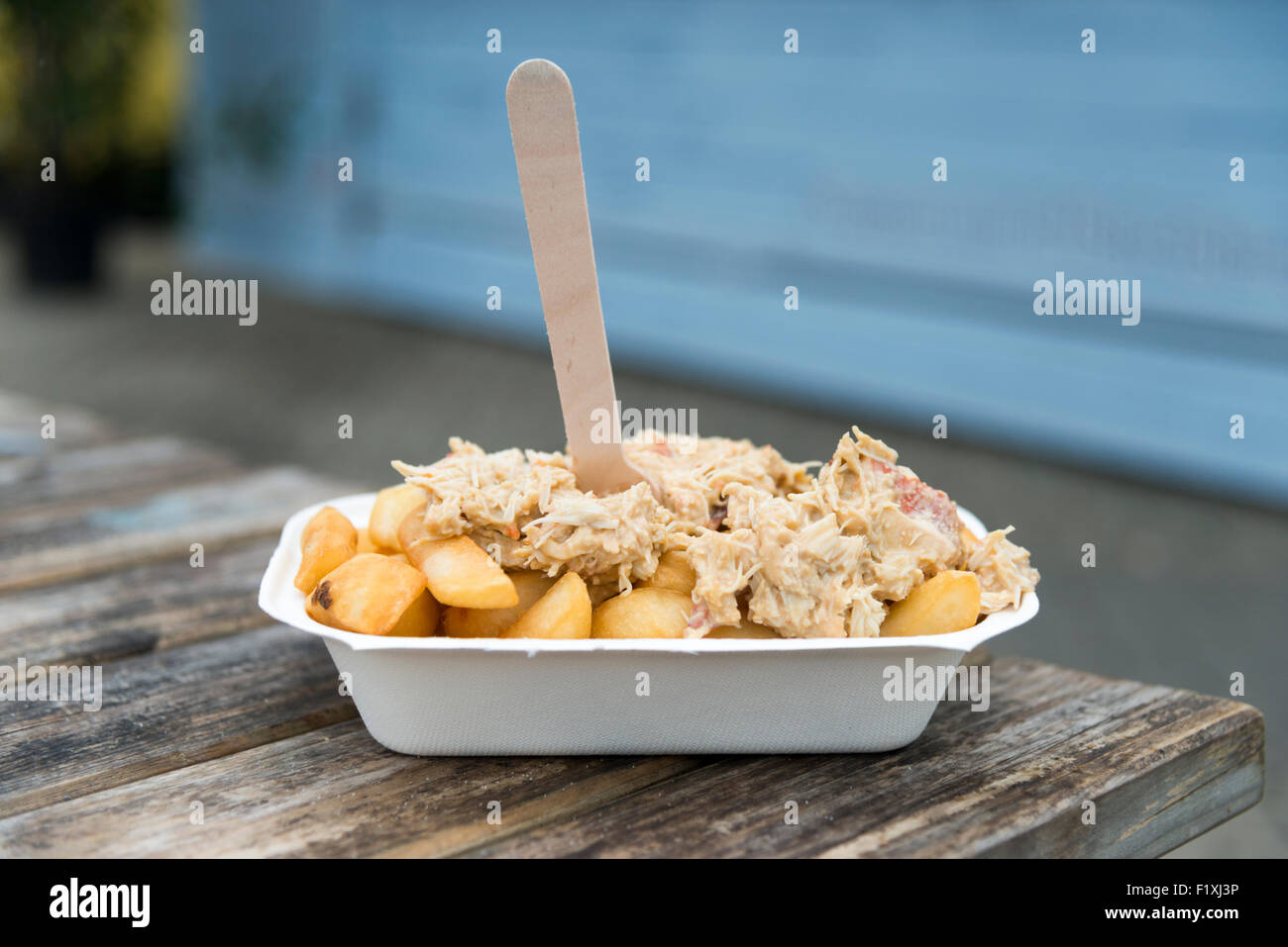 Crab on Chips, the Isle of Wight national dish! A takeaway fast food