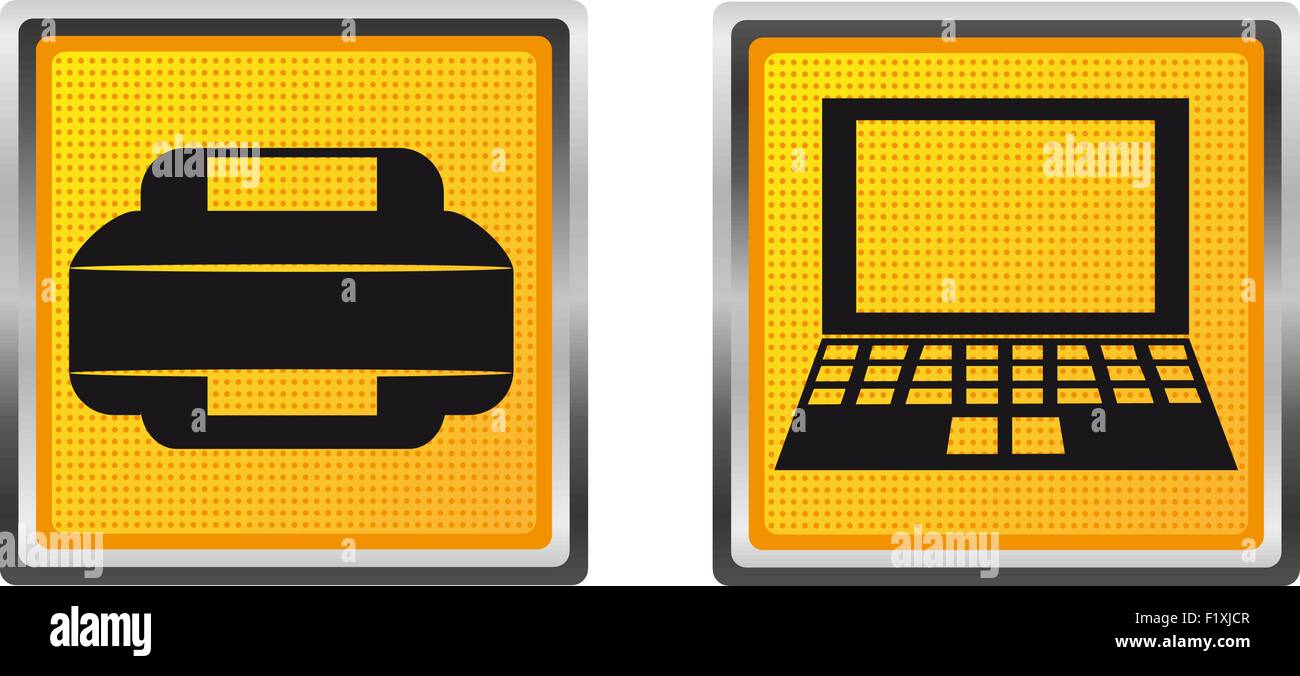 icons printer and computer for design vector illustration isolated on ...
