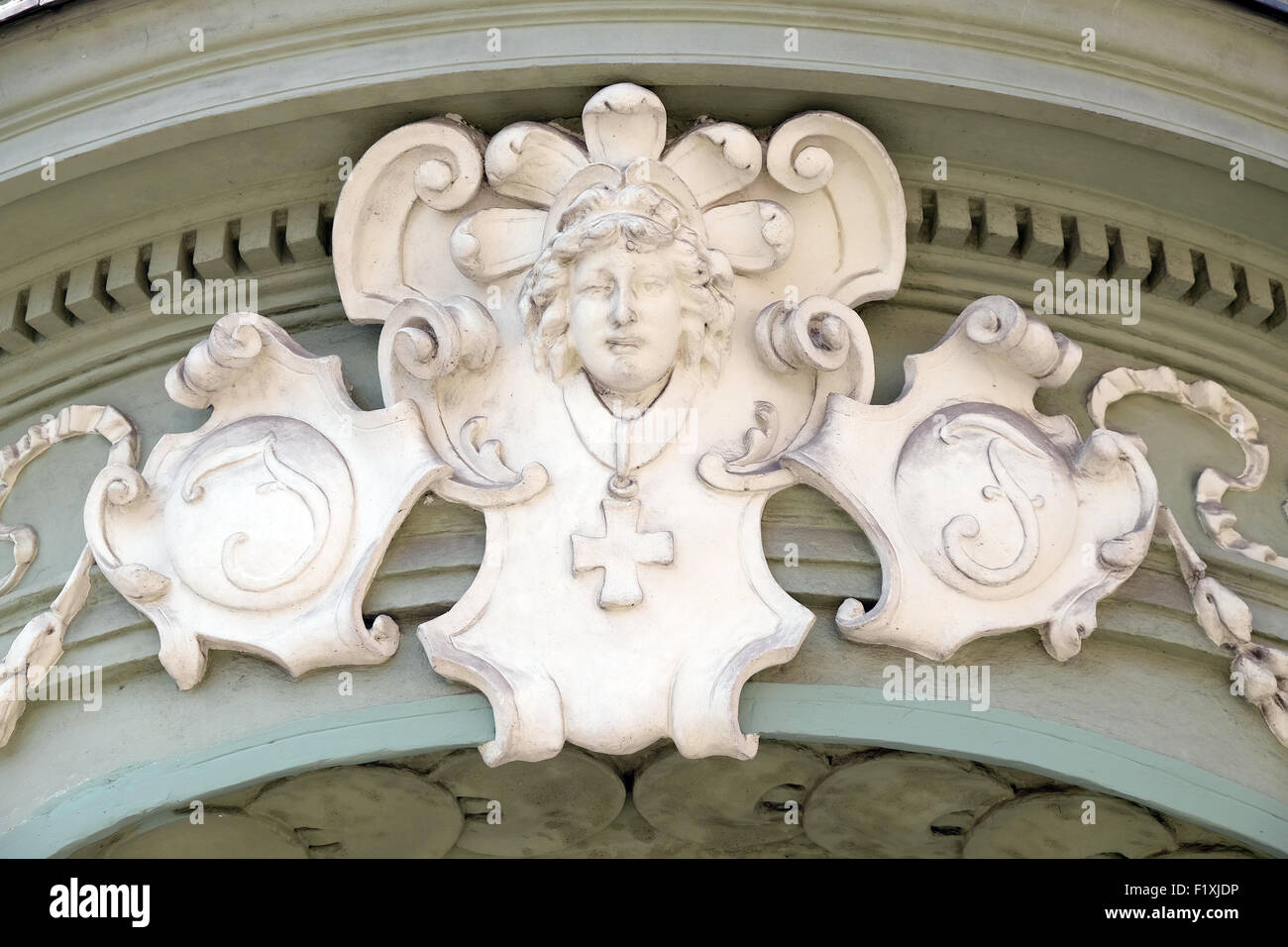 House decoration in the old part of the city of Ljubljana, Slovenia on June 30, 2015 Stock Photo