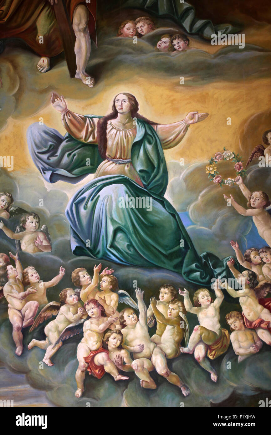 Assumption of the Blessed Virgin Mary, altarpiece in Zagreb cathedral dedicated to the Assumption of Mary in Zagreb Stock Photo
