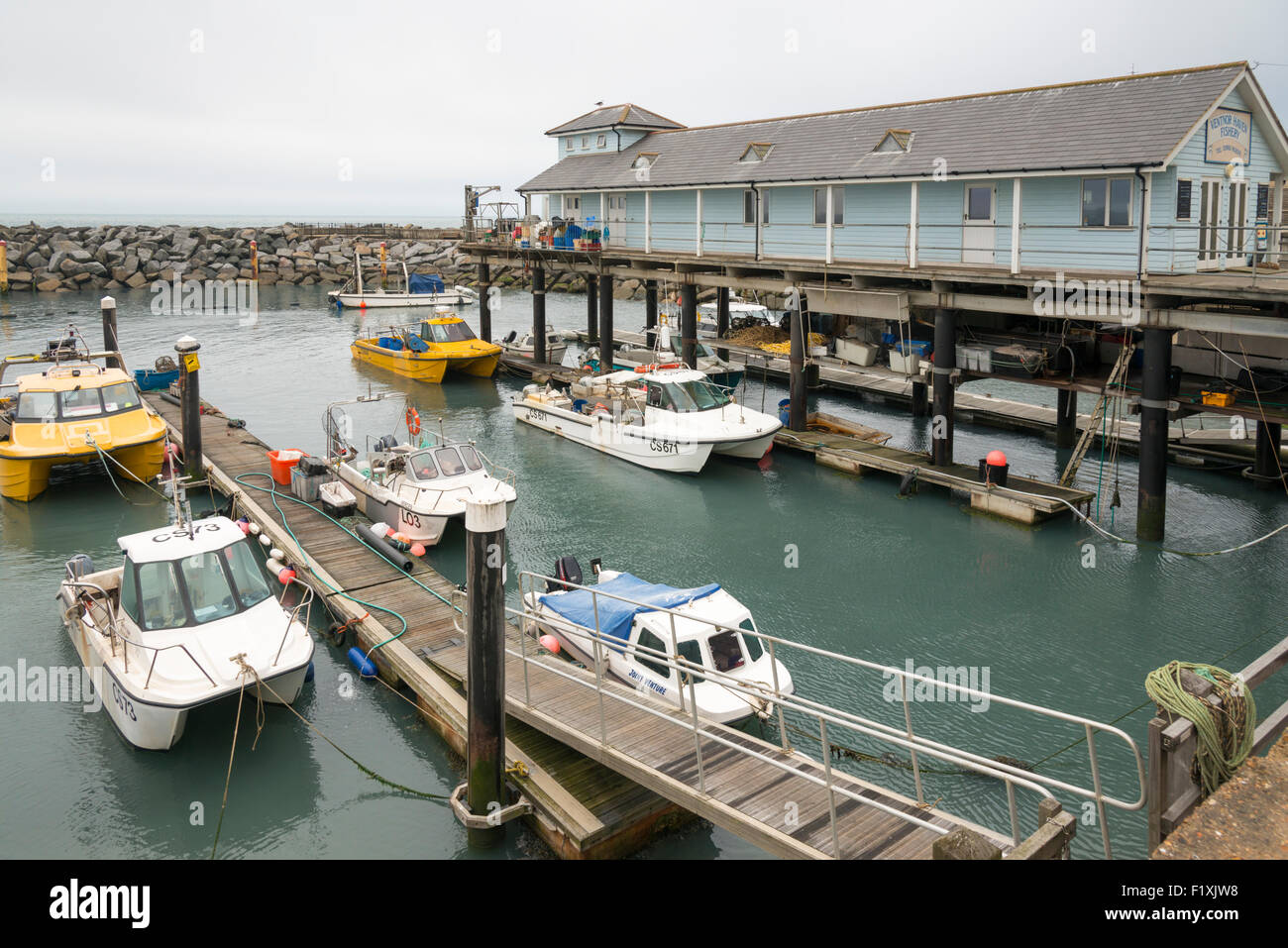 The harbour at Ventnor Isle of Wight UK with moorings, harbour