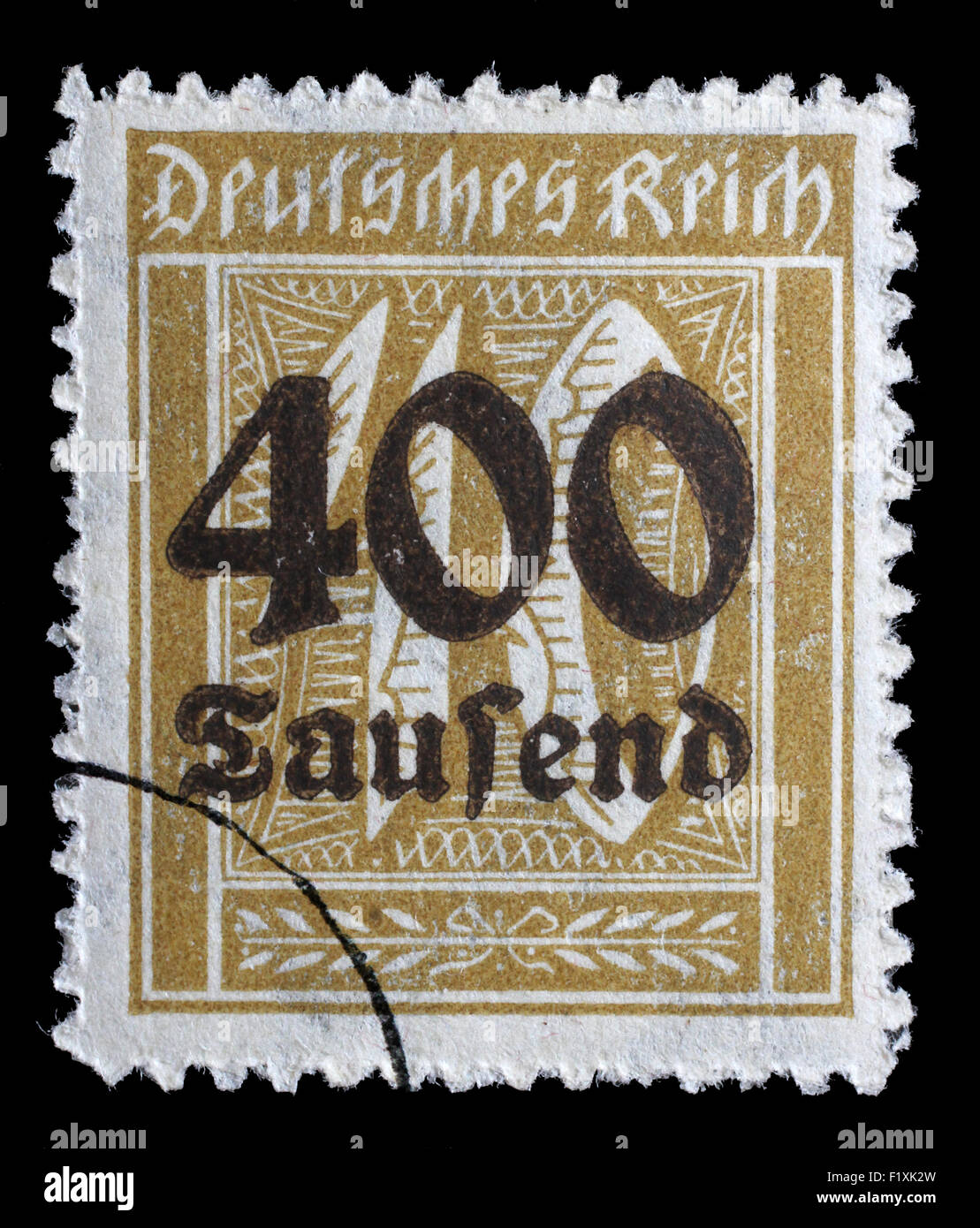 Stamp printed in Germany shows numeric value, circa 1923. Stock Photo