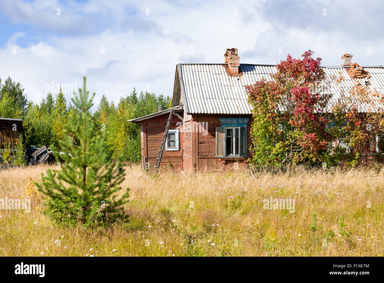 One old traditional wooden house in the village Stock Photo Alamy
