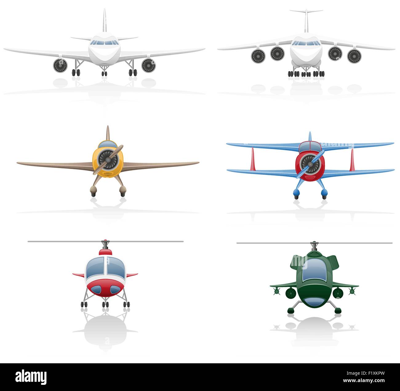 set icons airplane and helicopter vector illustration isolated on white ...