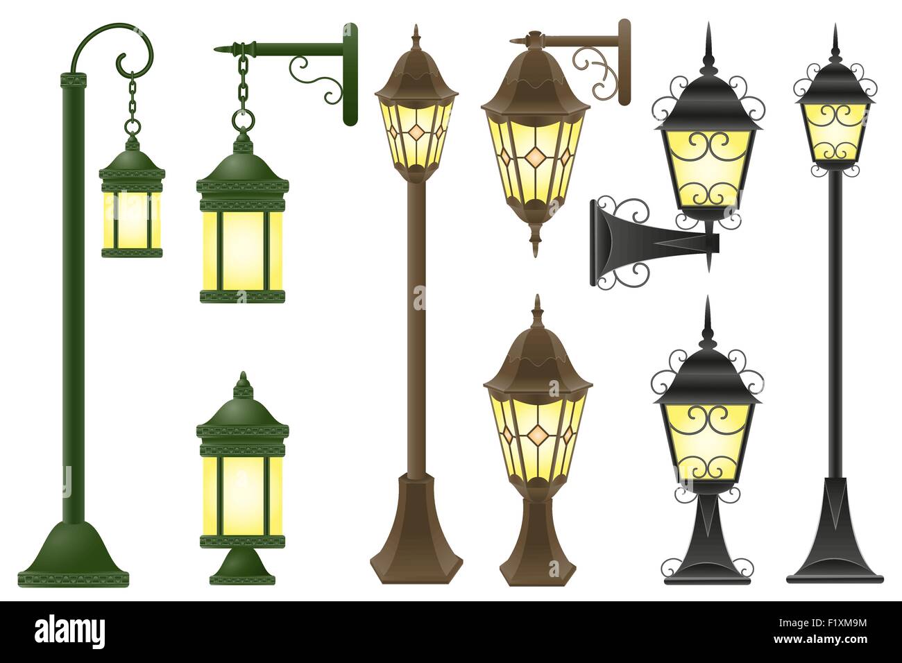 set streetlight vector illustration isolated on white background Stock ...