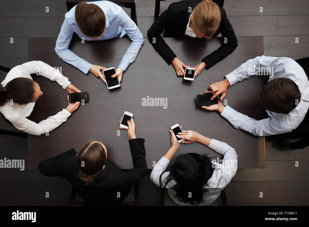 business people with mobile phones Stock Photo