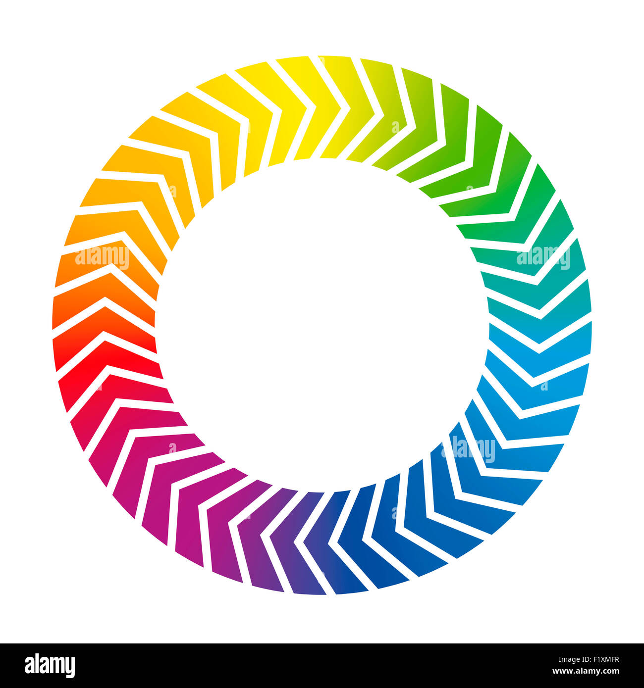 Spinning ring icon. Rainbow colored illustration on white background. Stock Photo