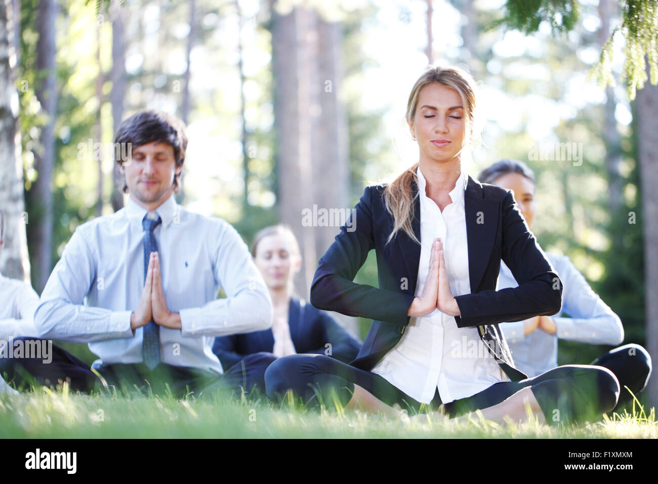 business people doing yoga Stock Photo - Alamy