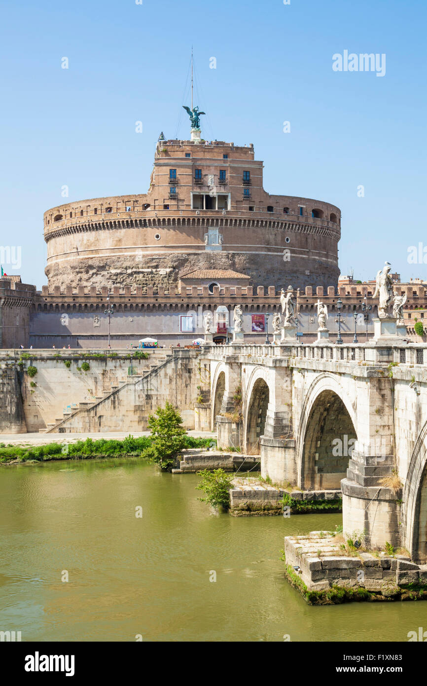 Castel' Sant Angelo from Ponte Sant'angelo Lungotevere Castello Roma Rome  Lazio Italy EU Europe Stock Photo