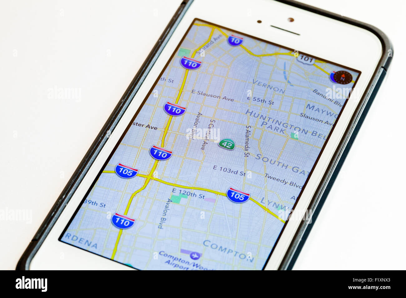 Google Maps on iPhone screen - USA Stock Photo