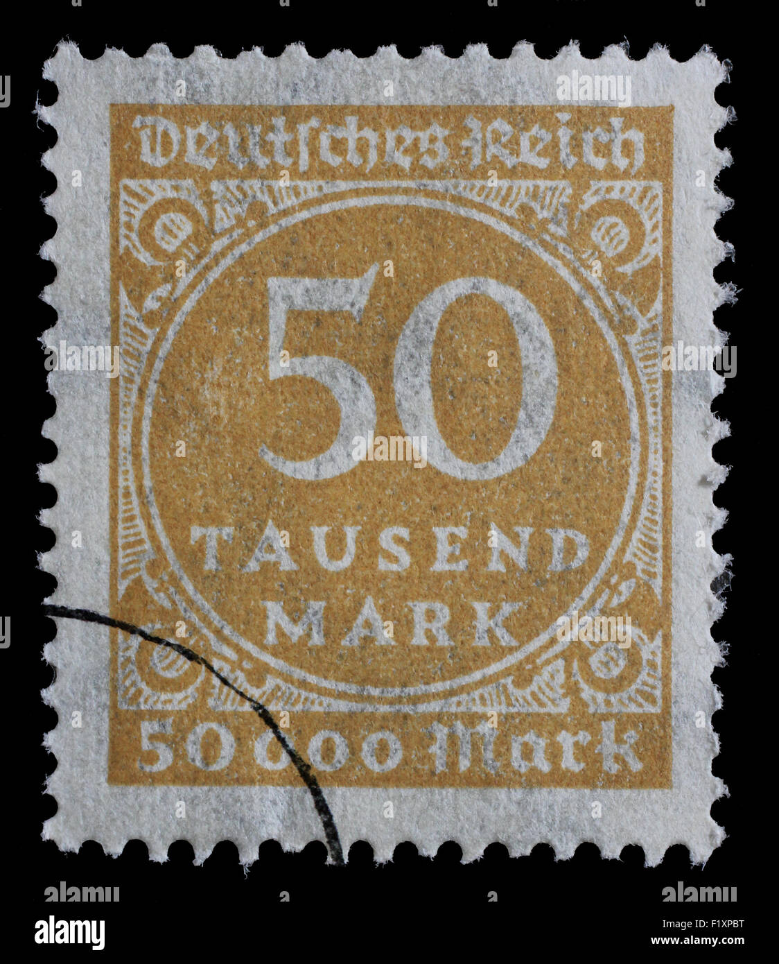 Stamp printed in Germany shows numeric value, circa 1923. Stock Photo