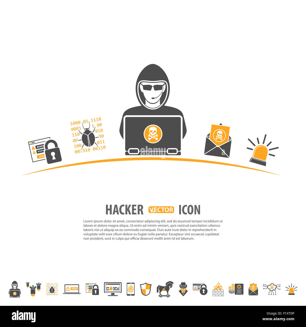 Internet Security Concept with Icon Set for Flyer, Poster, Web Site ...