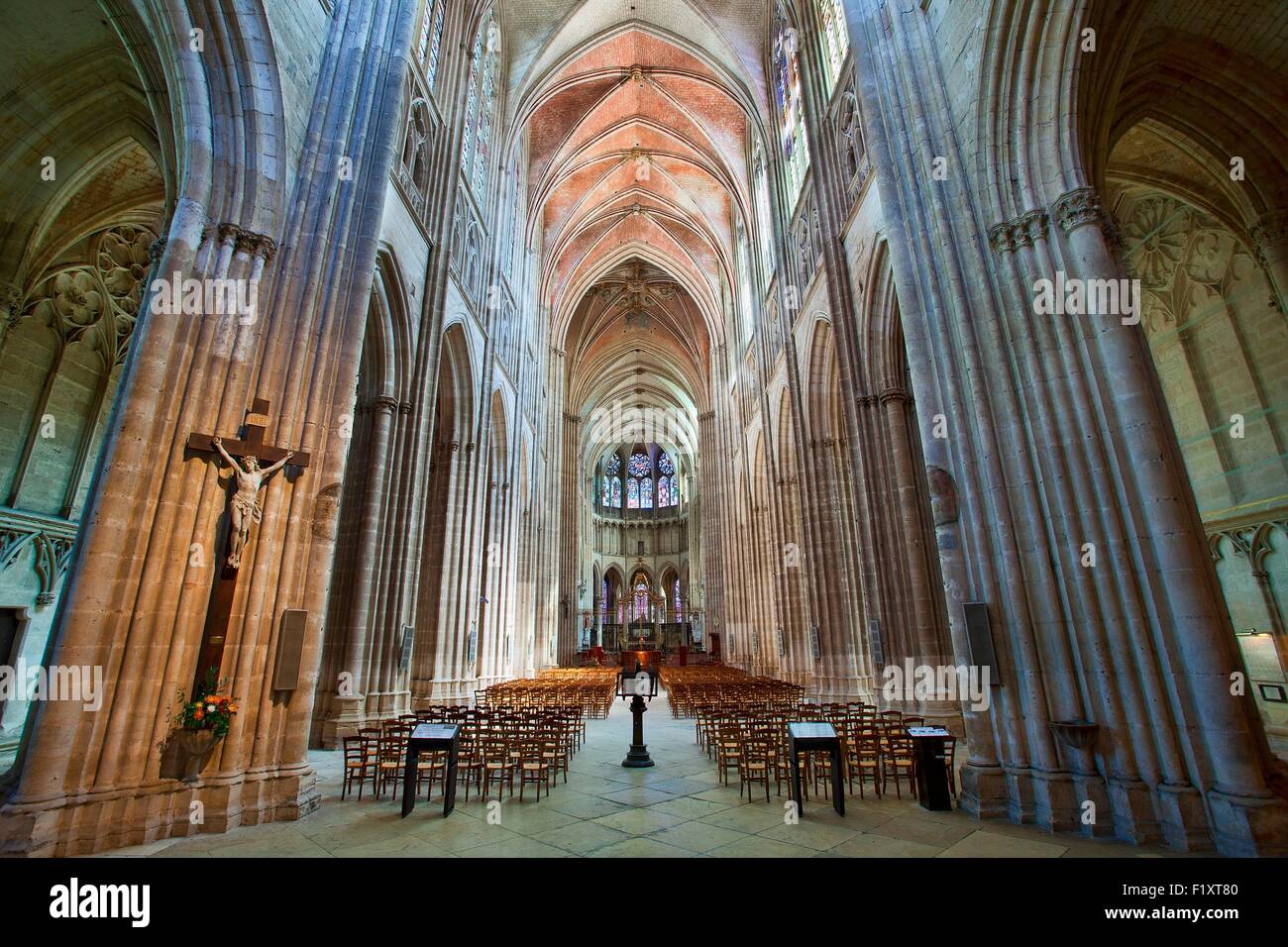 France, Yonne, Auxerre, the Cathedral Saint Etienne Stock Photo