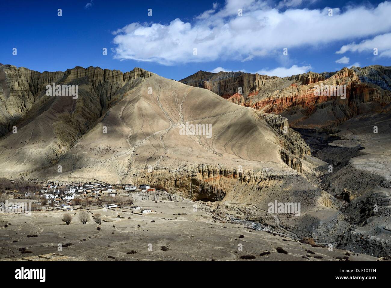 Nepal, Gandaki zone, Upper Mustang (near the border with Tibet), village of Ghemi Stock Photo