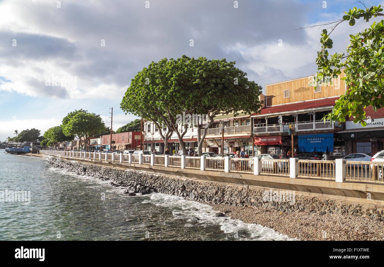 Front Street in Lahaina, Maui Stock Photo
