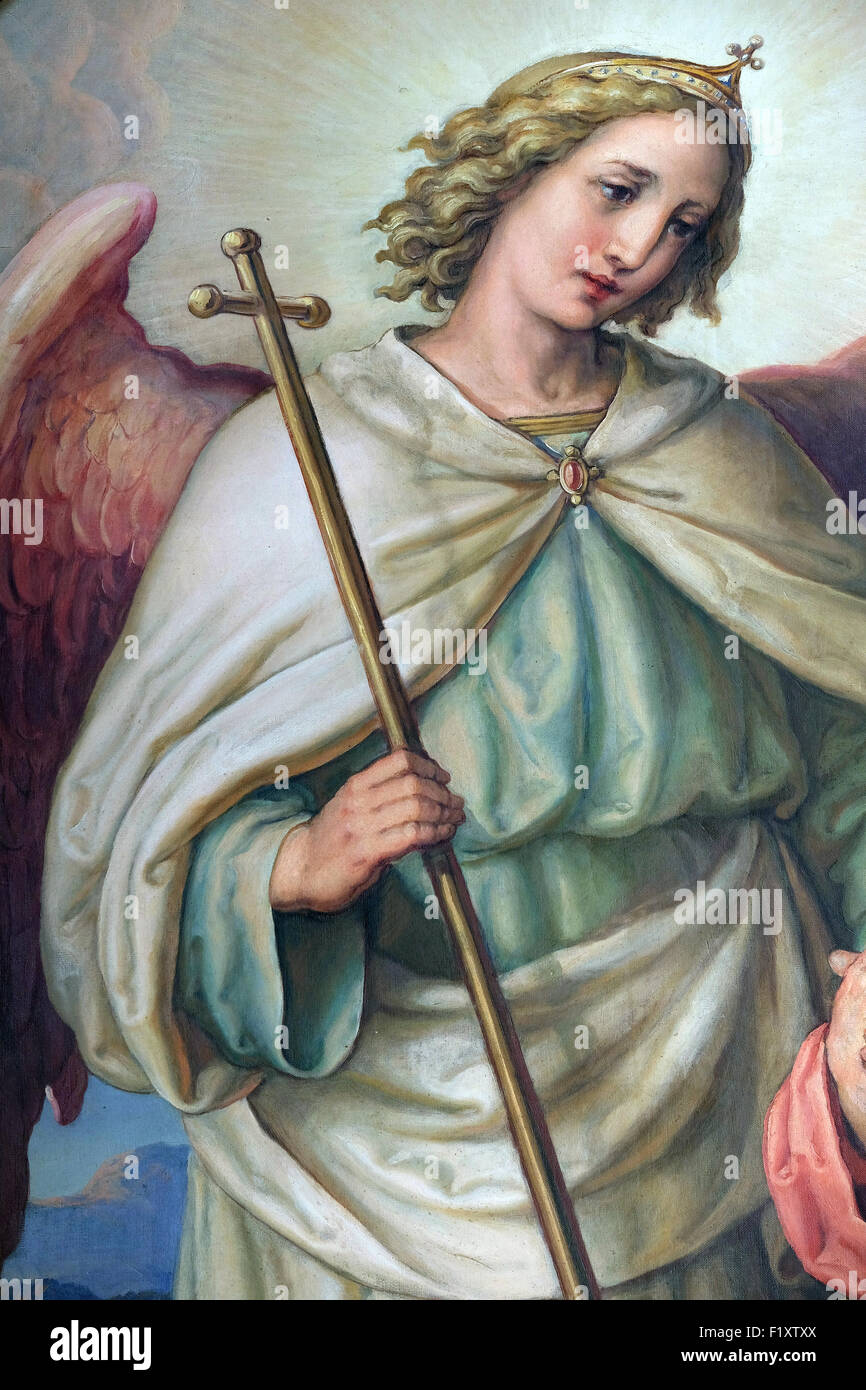 Guardian angel, altarpiece in the Basilica of the Sacred Heart of Jesus in Zagreb, Croatia on May 28, 2015 Stock Photo