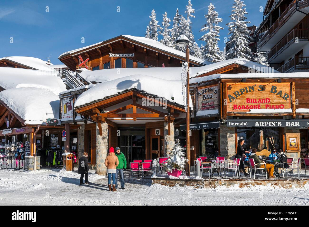 France, Savoie, La Rosiere, downtown village Stock Photo Alamy